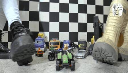 Cars and Trucks under heavy Boots floor view