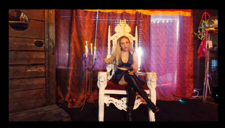 Dominatrix gives jerk off instructions