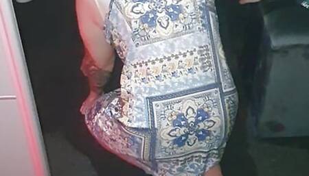 Step mom with big ass blowjob step son in front of the mirror after funeral