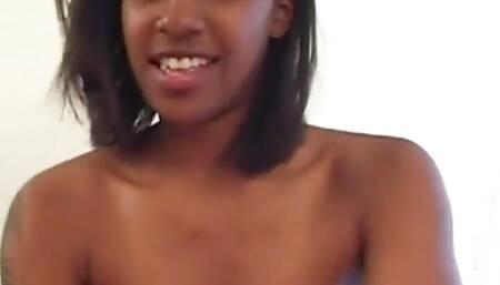 Busty ebony teen slut sucks dick