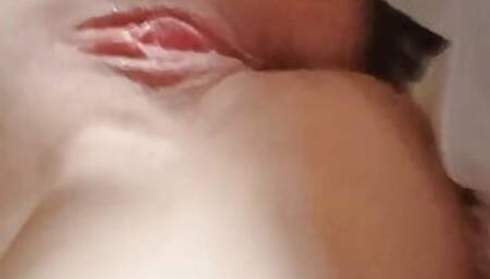 Young girl masturbating while giving a blowjob....sucking wet and pink pussy until she cums..POV