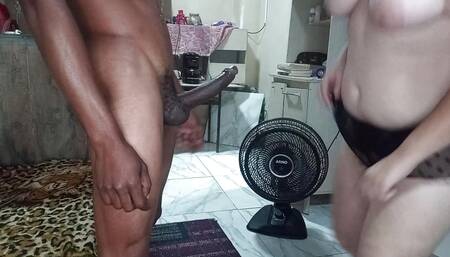 Married fucking BBC and making fun of her with a gentle cuckold, she prefers the interracial male interracial fucking her