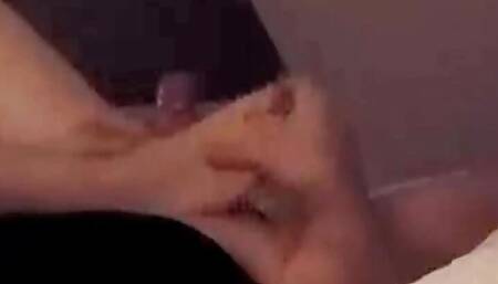 Only footjob, full load of cum all over her MILF feet