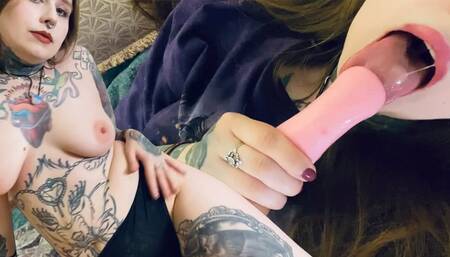 HORNY TATTOO BITCH fucks her Dildo until she CUMS LOUDLY!!!