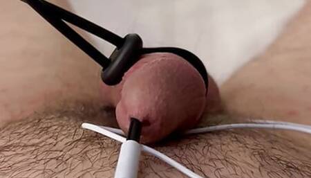 Shocking my prostate with a cock electrode