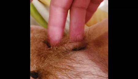 Hubby playing with used sore pussy from Wife's POV