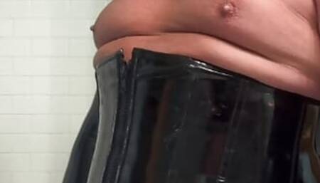 PVC long gloves black corset