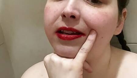 Just another play in the shower stall, Boob and pussy play