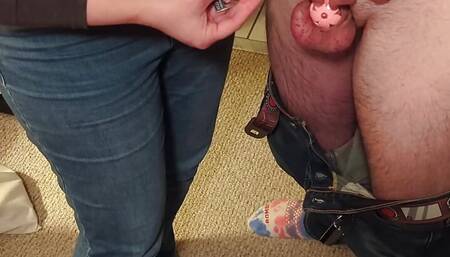 Femdom Date Night Cuck Gets Locked Wife Gets Toys