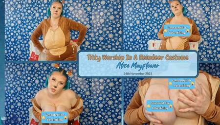 Titty Worship in a Reindeer Costume - Solo Girl