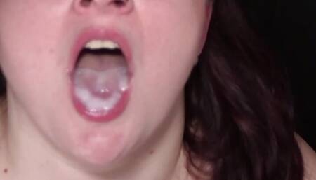 Chubby Monika - gagging and belching when swallowing sperm part 2.