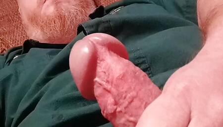 Stroking my Big Cock in my O'Reilly shirt