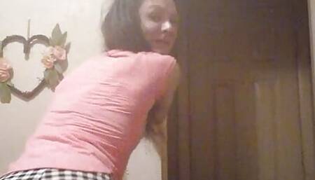 millie wetting with sexy checker pants