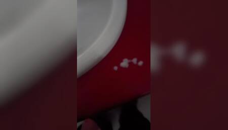 Cum shot in ladies toilet.