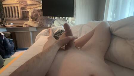 In the morning my big cock is jerked off