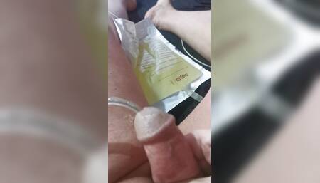 Jerking off with catheter