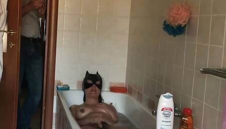 Italian girl masturbates in the tub and her husband films her with his cell phone