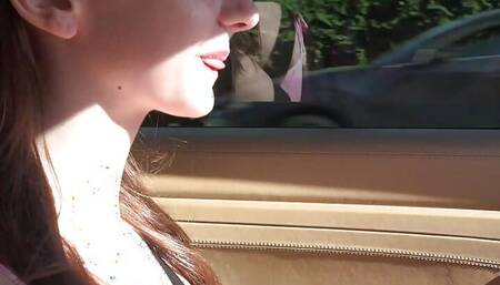 Melanie Marie on a roadtrip tits out then back at the room for a massage POV