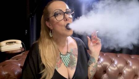 NEWPORT - Dangling - Deep Inhales - Long drag - Smoke rings - Nose exhales - Coughing - Black lipstick and long red nails