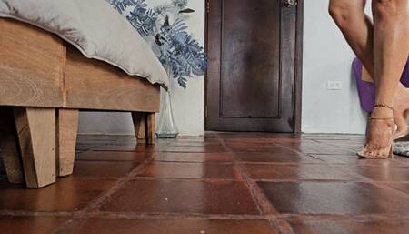 Milah Arches foot and leg teasing on ultra sexy clear heels