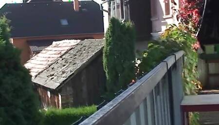 Guy caught doggystyling wife's old mom outdoors