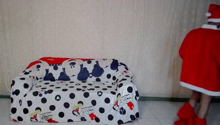 Santa shows his cock and ass to young delivery boy