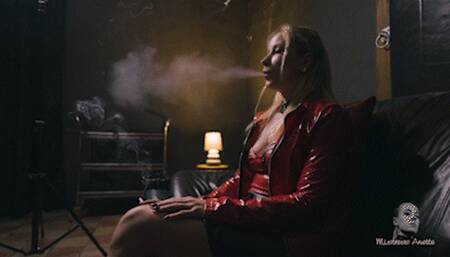 Smoking in her red jacket FHD MP4