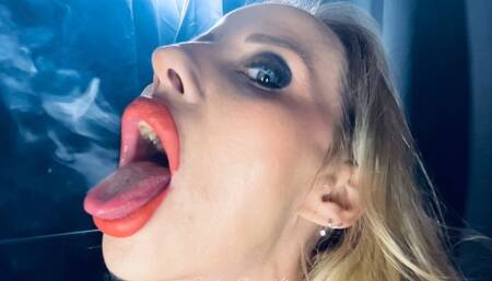 Close up chain smoking 2 at once