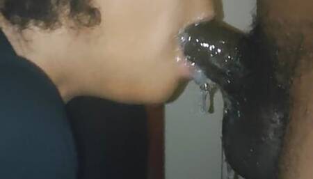 Sloppy sucking spit dripping