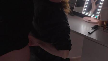 The wife asks her husband to dye her hair, then the husband gives her a blowjob in the shower to get