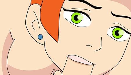 BEN 10 Gwen porn giving a deep blowjob