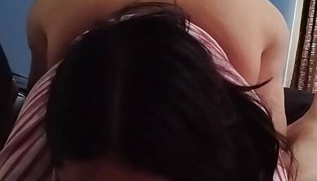 BBW whore sucks fat man's cock in exchange for rent