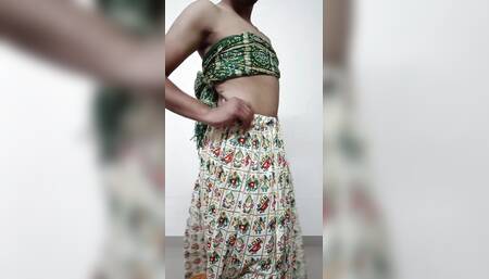 Wear green ghaghracholi