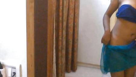 Training my wife Priya to record the shooting video, while her boobs are out.