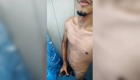 Young Latino masturbating in the shower until he cums