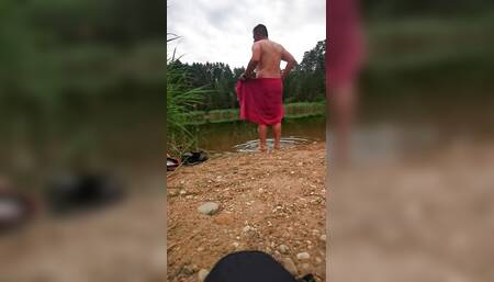 Naked alone on the beach