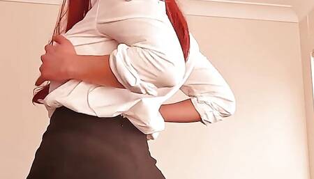 Tgif!!! No-bra Sexy Secretary Fucks Hungry Pussy Hard After Work