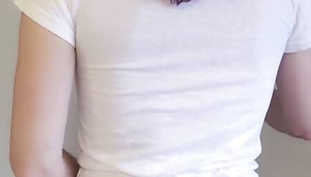 White T Shirt Strip Petite Teen