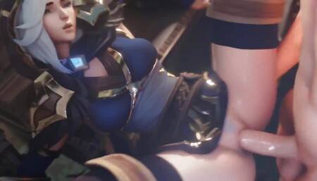 3D Compilation: League of Legends Ashe Vi Kda Evelynn Akali Doggystyle Uncensored Hentai