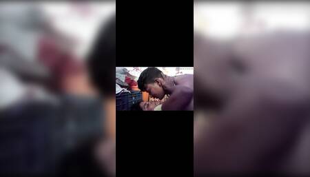 Indian wife and husband romantic kissing