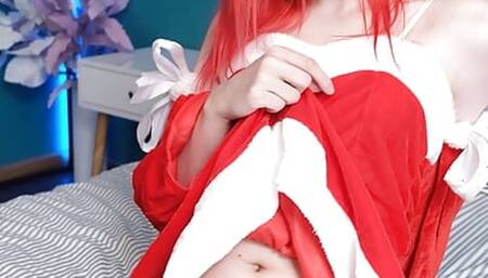 Showing off my girldick in a Christmas outfit