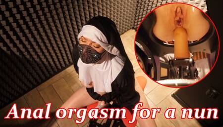 Lustful nun and anal dildo, Gorgeous orgasm