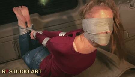 Leya in a sticky situation - Part 3 - Hogtied in the trunk (FULL HD MP4)