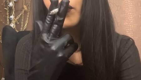 P2 of gloved Miss smoking