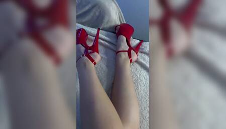 love your red high heels teasing