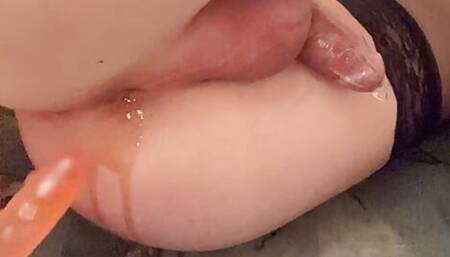 Shemale fucks ass with a dildo