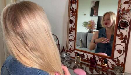 Brushing my long sexy hair