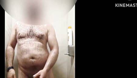 Daddy has hours of fun in the shower