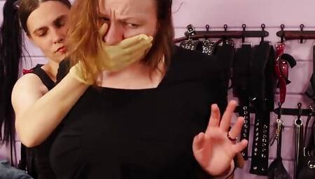 Clothes Ripping off - Cut the Dress - Lesbian Kinky Play (arya Grander & Mistress Priest)