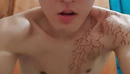 Twink masturbates and cums in the bathroom